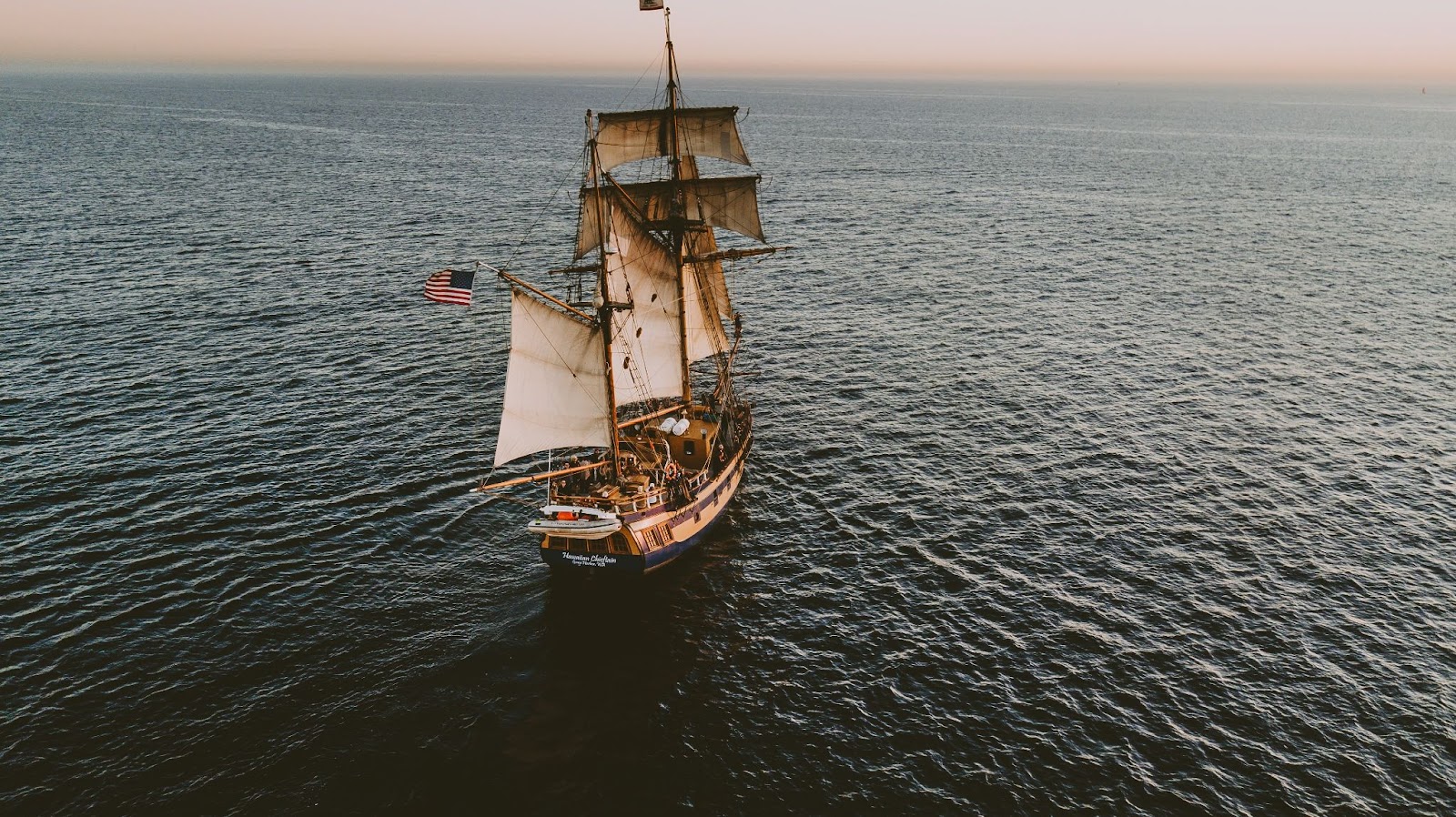 Old ship sailing on the ocean