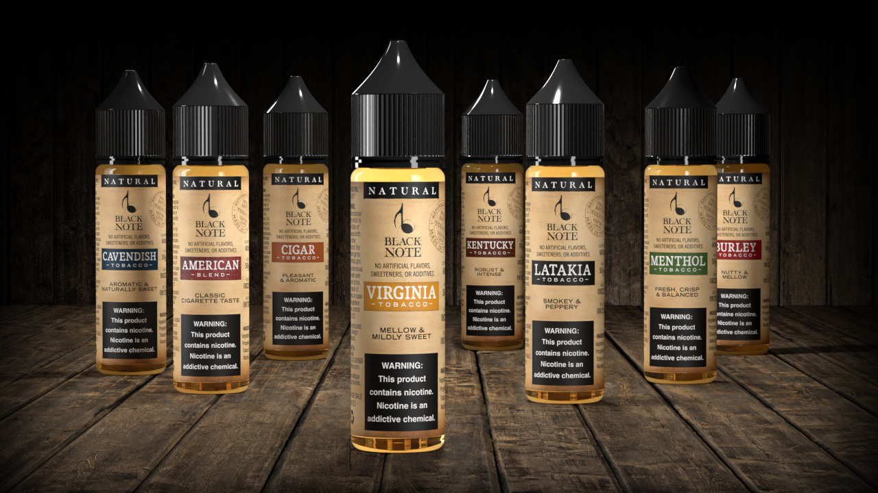 Black Note offers 8 distinct blends of their natural, real tobacco vape liquid.