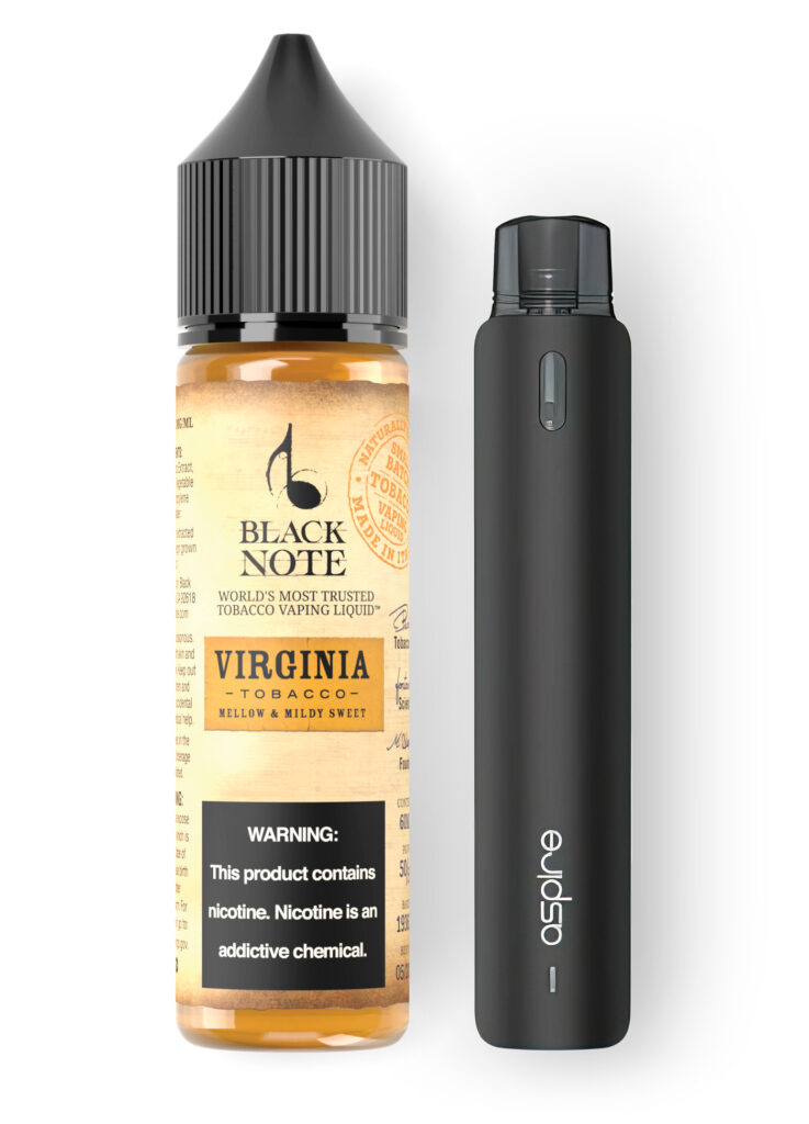 Black Note Virginia Vaping Liquid Blend with Aspire vaping pen