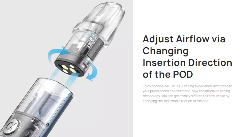 Aspire Cyber S Pod System Adjust Airflow via Changing lnsertion Direction of the POD
