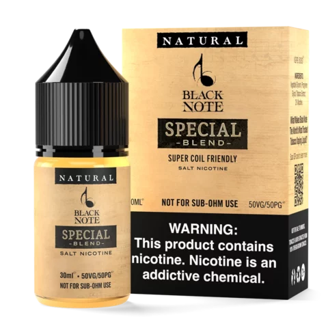 Black Note Special Blend 30ml Nicotine Salt Bottle and box 2023