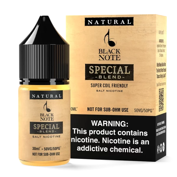 Black Note Special Blend 30ml Nicotine Salt Bottle and box 2023
