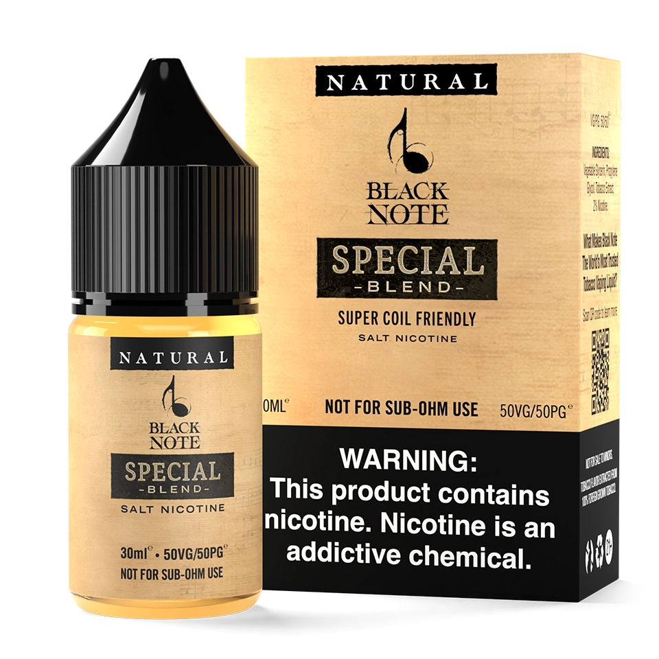 Black Note Special Blend 30ml Nicotine Salt Bottle and box 2023