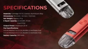 Uwell Caliburn G3 Pod System — technical image 10