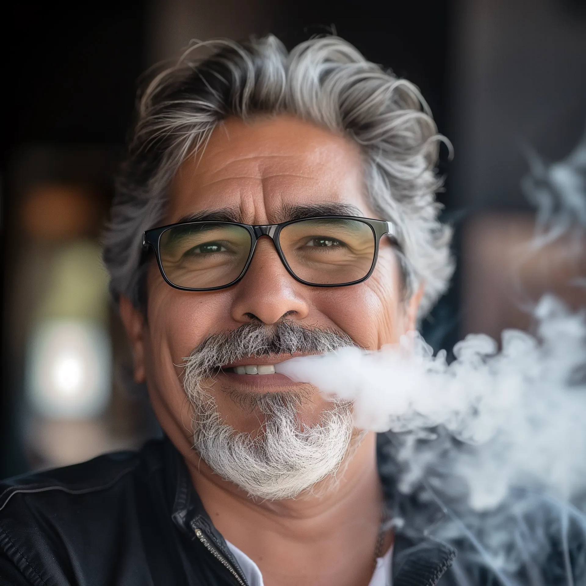 middle aged latino man vaping