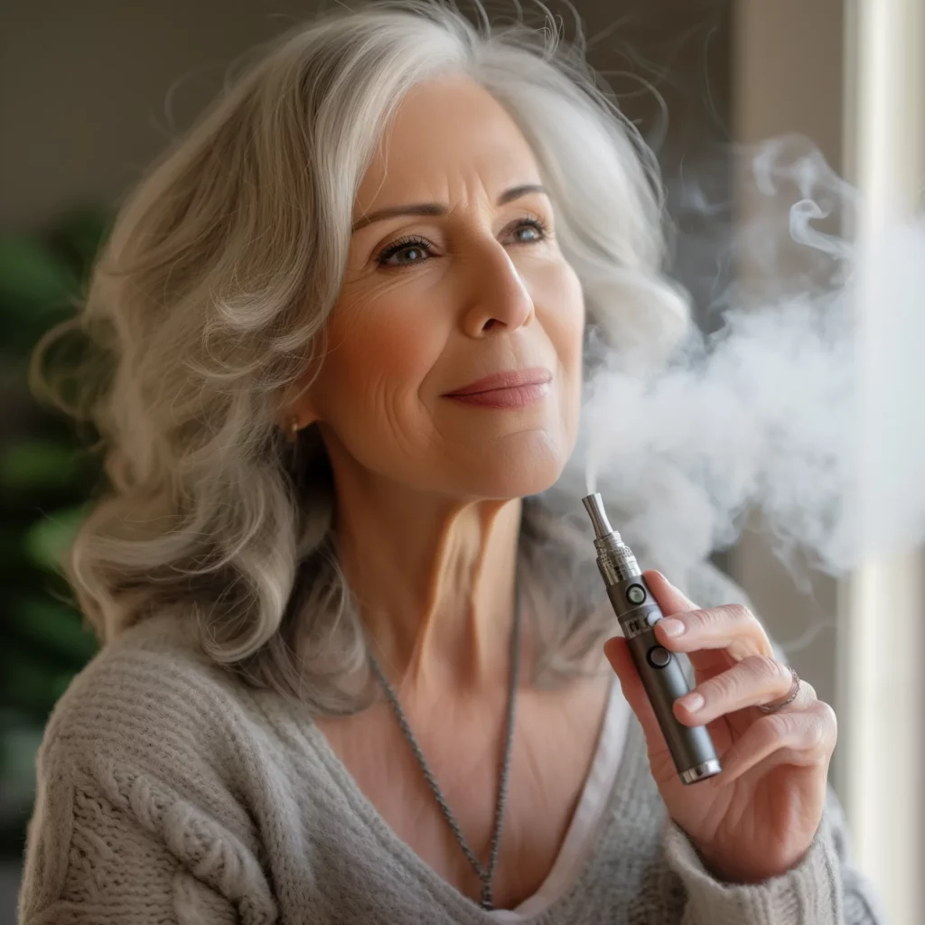 middle-aged caucasian woman vaping 2