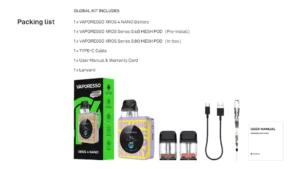 Vaporesso XROS 4 Nano 30W Pod System — technical image 13
