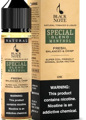Special Blend Menthol e-liquid bottle and carton