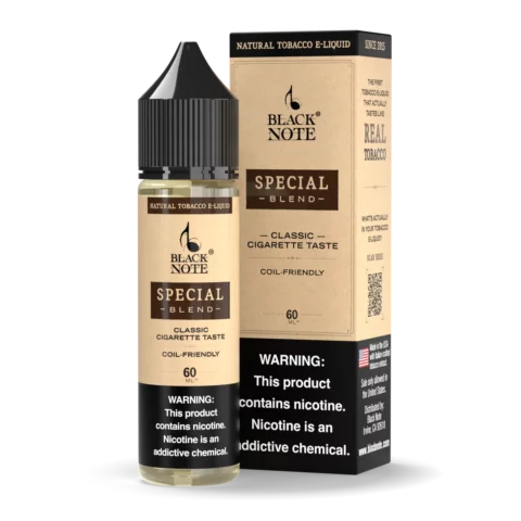 Black Note Special Blend Tobacco 60ml bottle and carton, front view