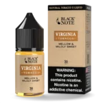 Black Note Virginia Tobacco 30 mL nicotine salt bottle and carton, front view