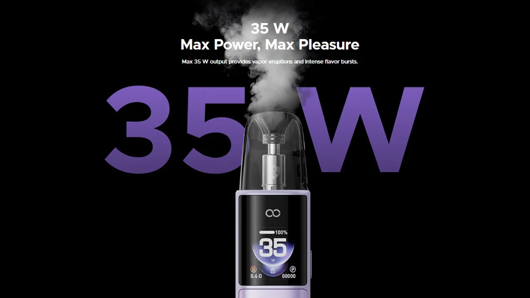 VOOPOO ARGUS G4 graphic showing adjustable output up to 35W