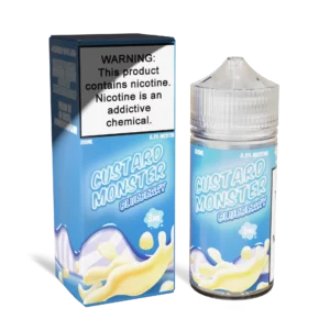 Custard Monster Blueberry 100mL freebase bottle and box, 3mg