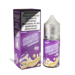 Custard Monster Blackberry 30mL salt nicotine bottle and box, 24mg