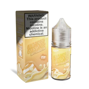 Custard Monster Butterscotch 30mL salt nicotine bottle and box, 24mg
