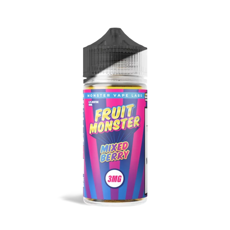 Fruit Monster Mixed Berry vape juice bottle, 100 mL, 3 mg/mL nicotine