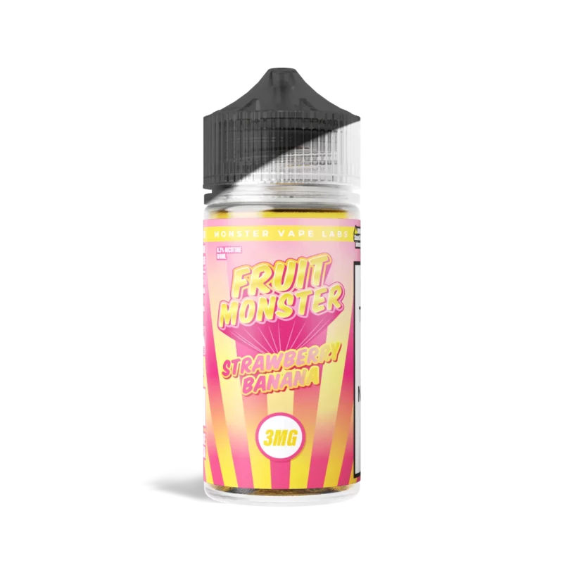 Fruit Monster Strawberry Banana vape juice bottle, 100 mL, 3 mg/mL nicotine