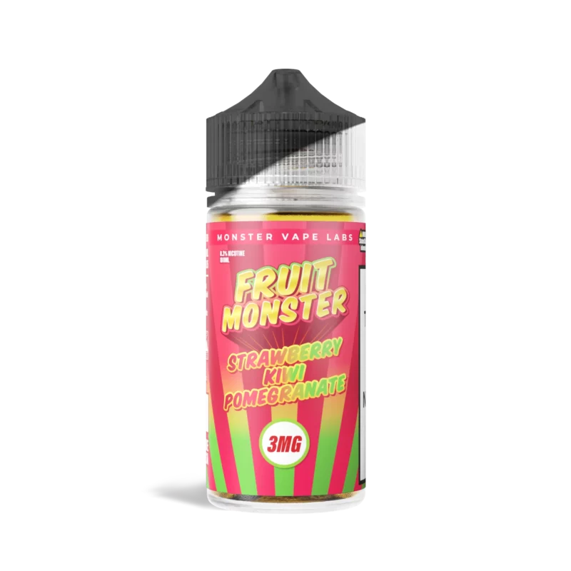 Fruit Monster Strawberry Kiwi Pomegranate vape juice bottle, 100 mL, 3 mg/mL nicotine