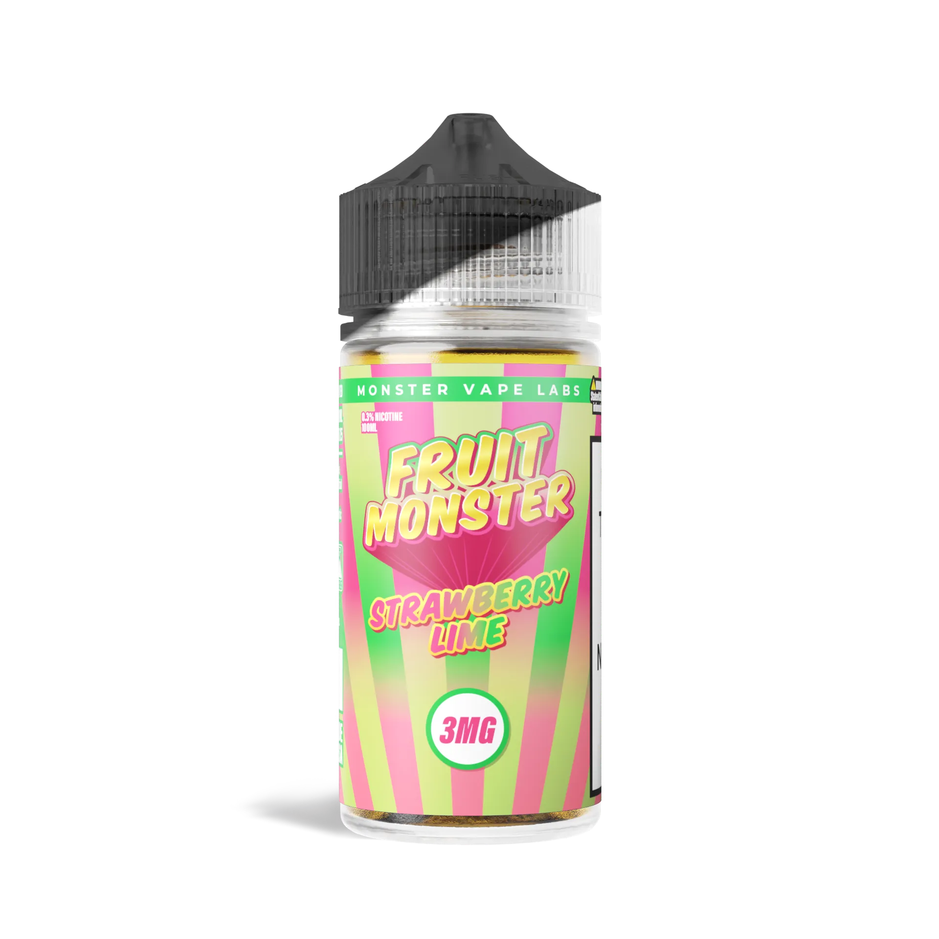 Fruit Monster Strawberry Lime vape juice bottle, 100 mL, 3 mg/mL nicotine