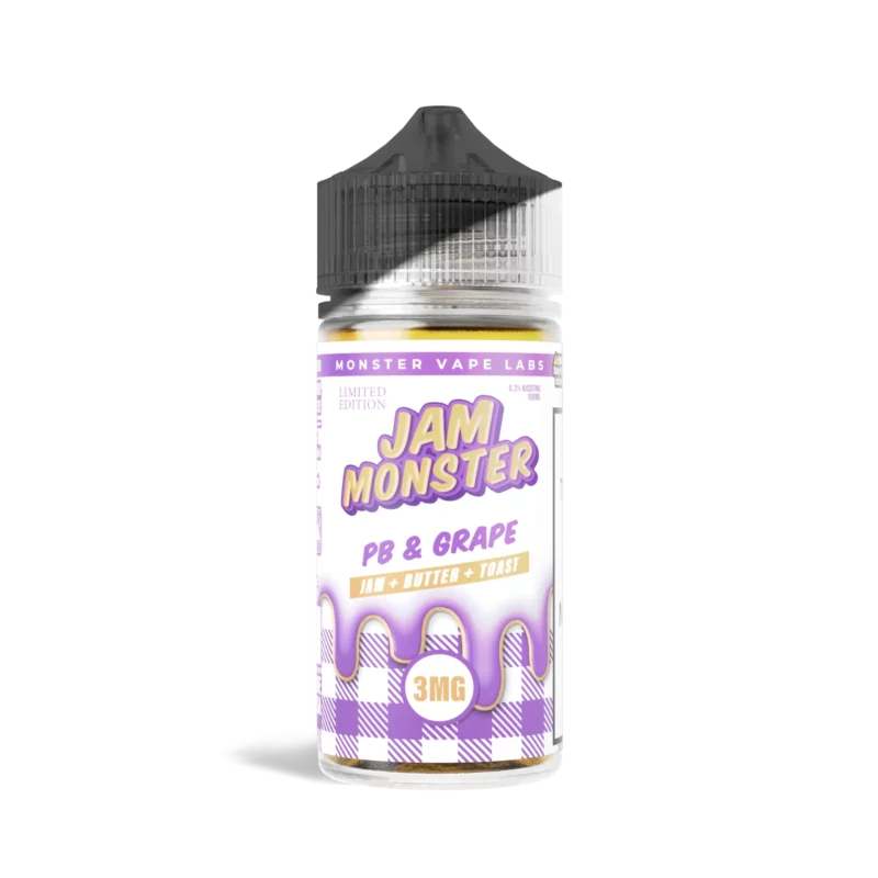 PB & Jam Monster Grape vape juice bottle, 100 mL, 3 mg/mL nicotine