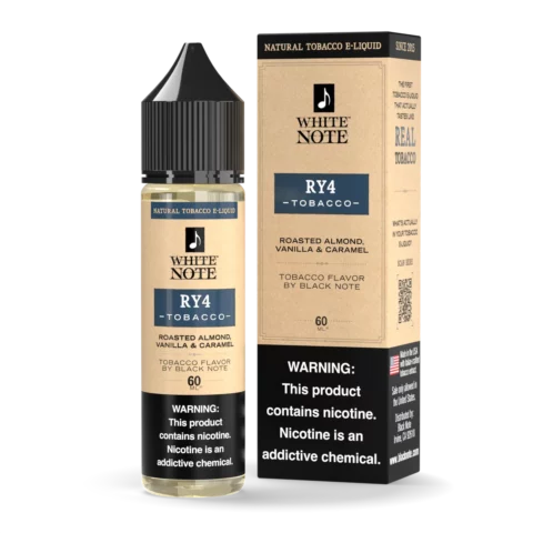 White Note RY4 Tobacco 60 mL bottle carton front
